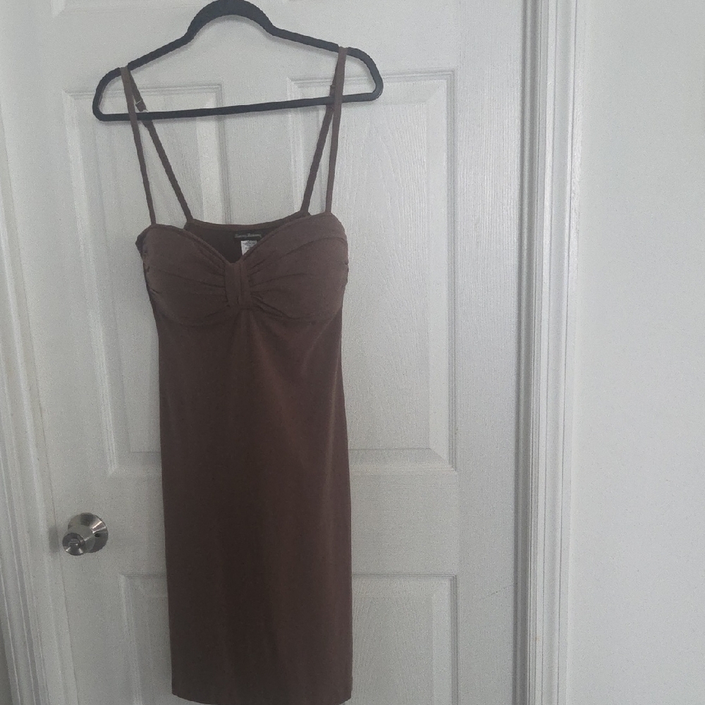 Tommy Bahama Brown Spaghetti Strap Knee Length Dress NWT L